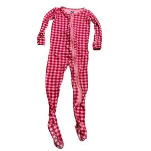 Kickee Pants Girls Pajama Outfit Size 3T Ruffle Zip PJ Lounge Footie Bamboo